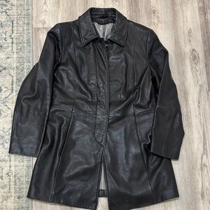 Women's Black Leather Coat size Small